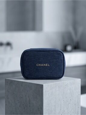 2023 Chanel Gift set  Sparkly Navy Denim Cosmetic Pouch